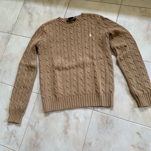 Ralph Lauren Tan Crew Neck Cable Knit Sweater